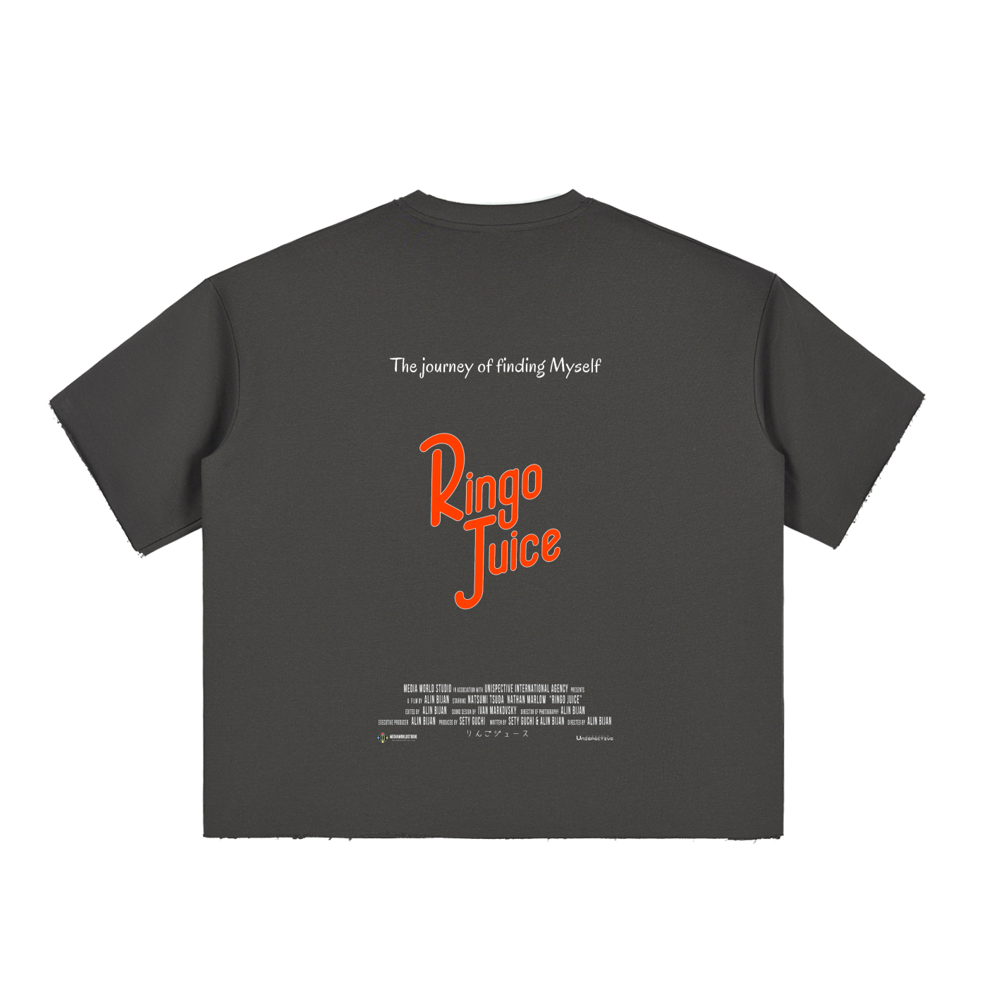 Ringo Juice with this Boxy Half-Sleeve Raw-Edge Tee