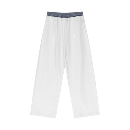 Plaid Contrast Waist Pants