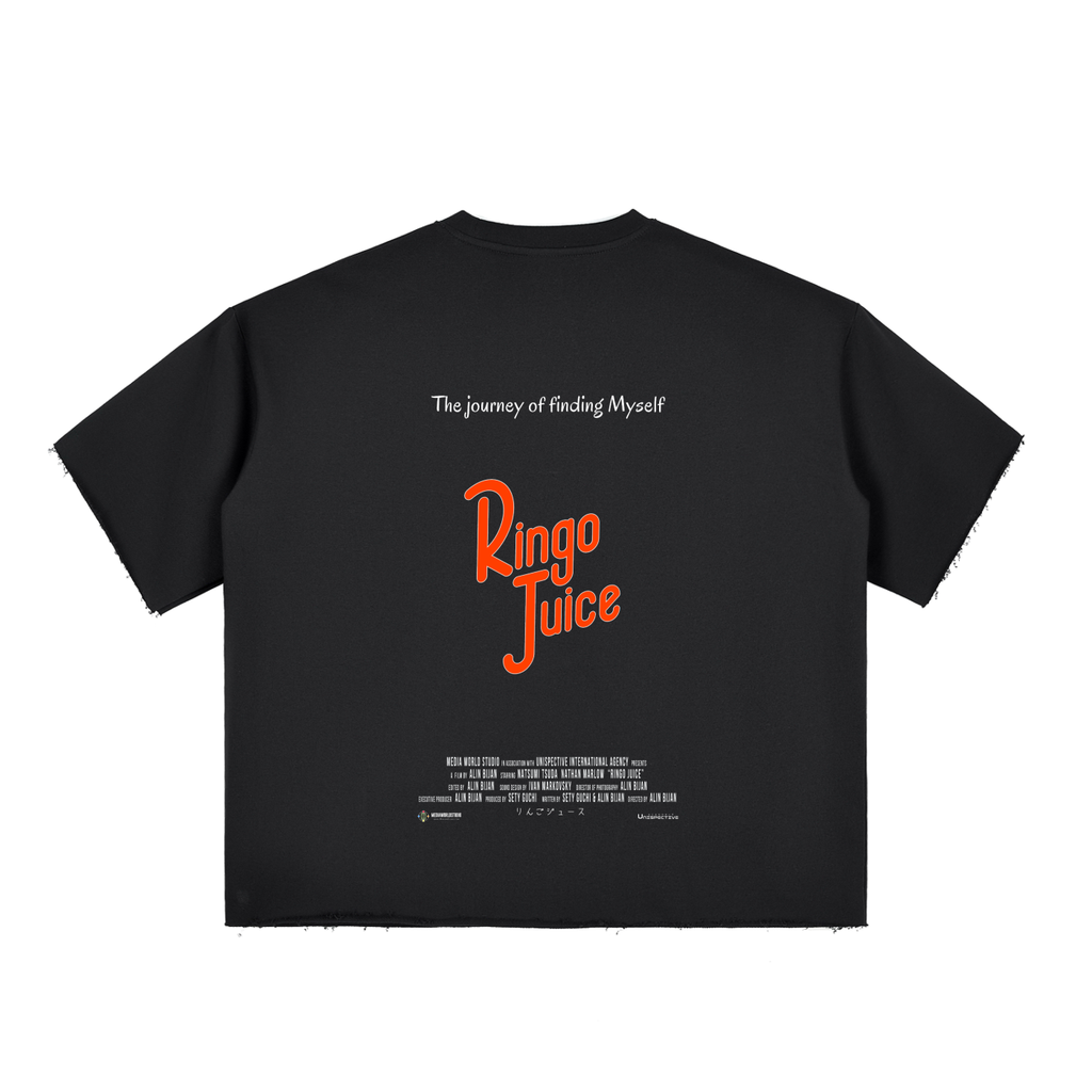 Ringo Juice with this Boxy Half-Sleeve Raw-Edge Tee