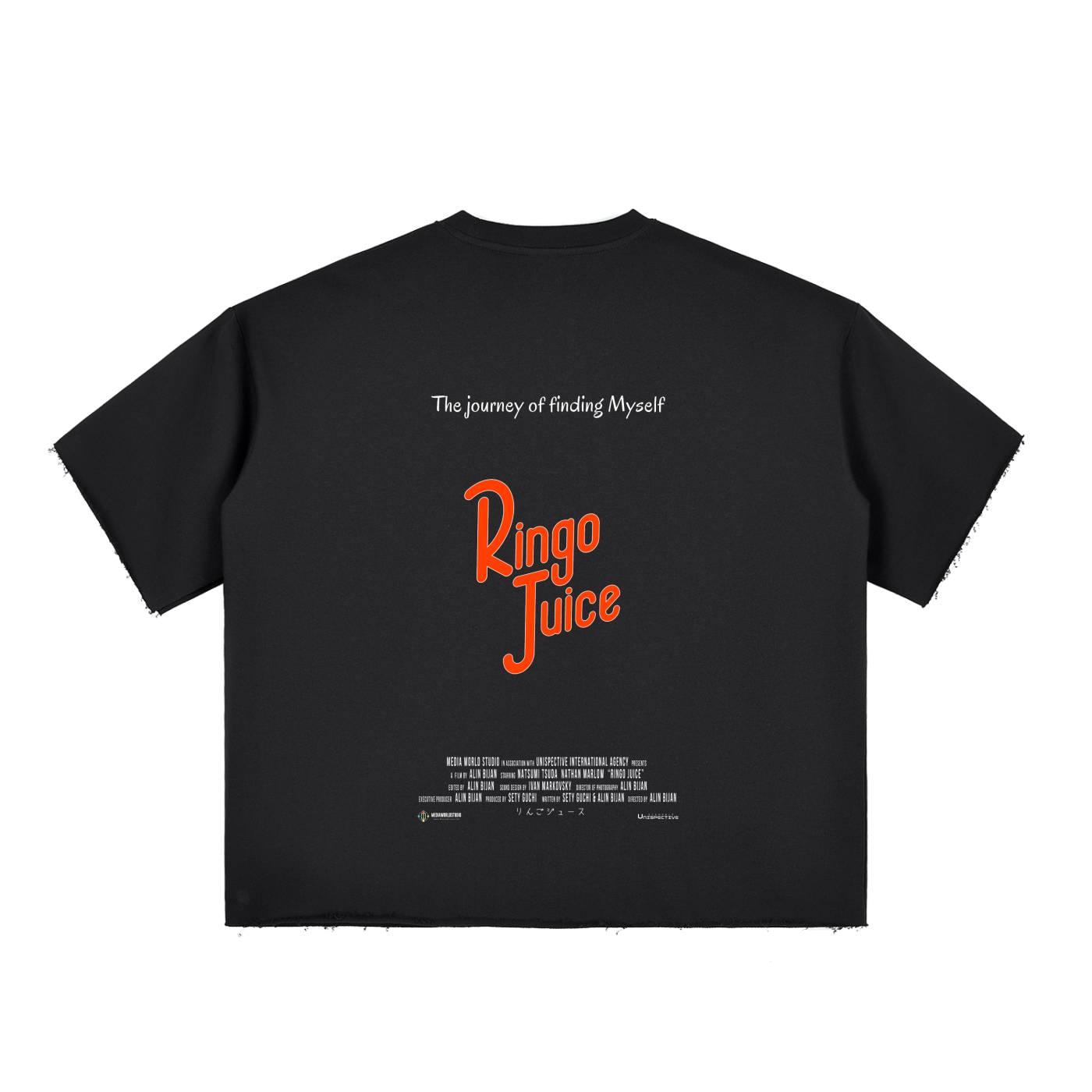 Ringo Juice with this Boxy Half-Sleeve Raw-Edge Tee